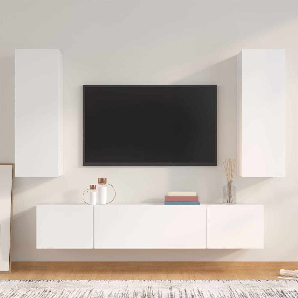 -Delige Tv-Meubelset Bewerkt Hout 80 x 30 x 30 cm Wit