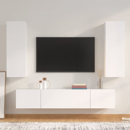 -Delige Tv-Meubelset Bewerkt Hout 80 x 30 x 30 cm Wit
