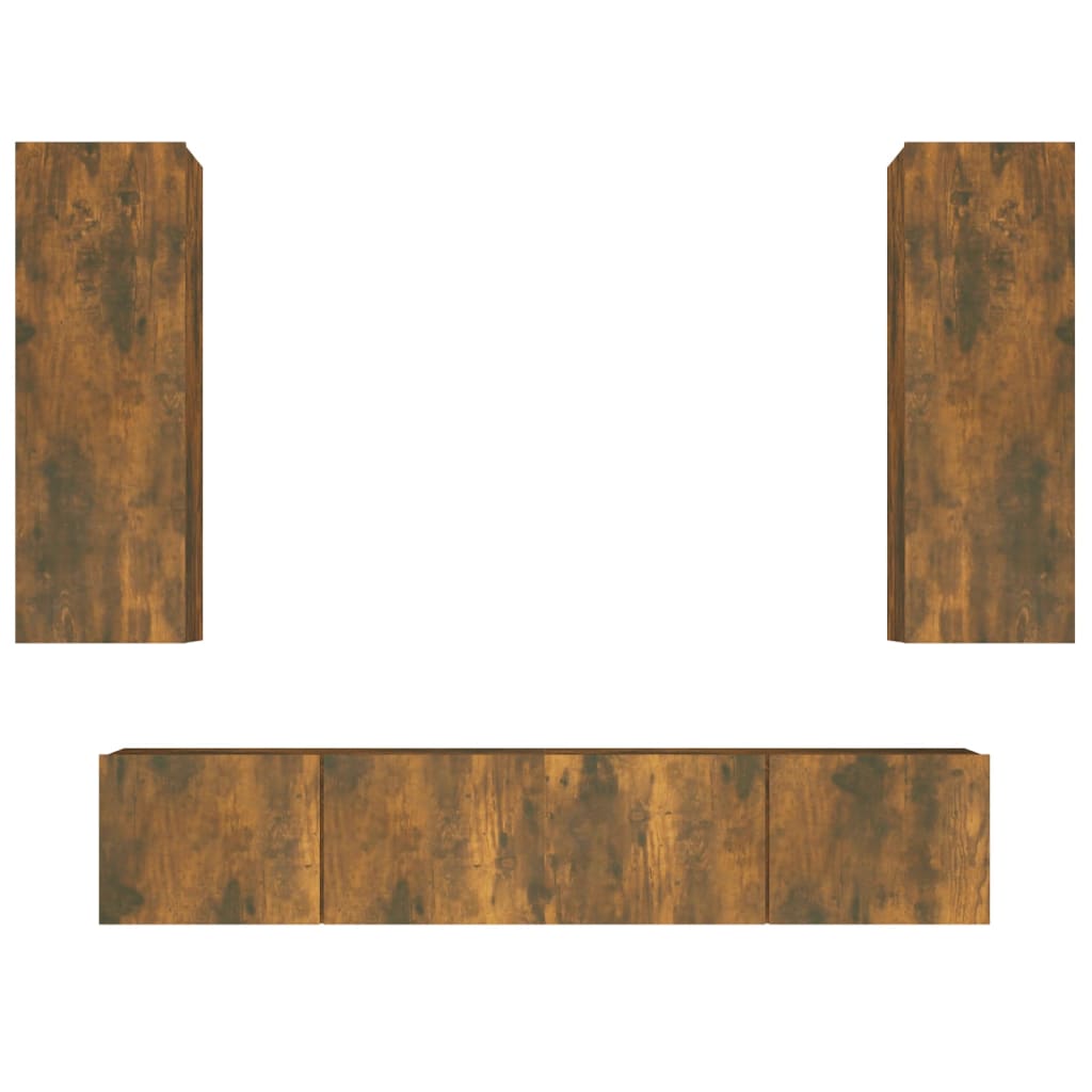 -Delige Tv-Meubelset Bewerkt Hout Kleurig 80 x 30 x 30 cm Gerookt eiken