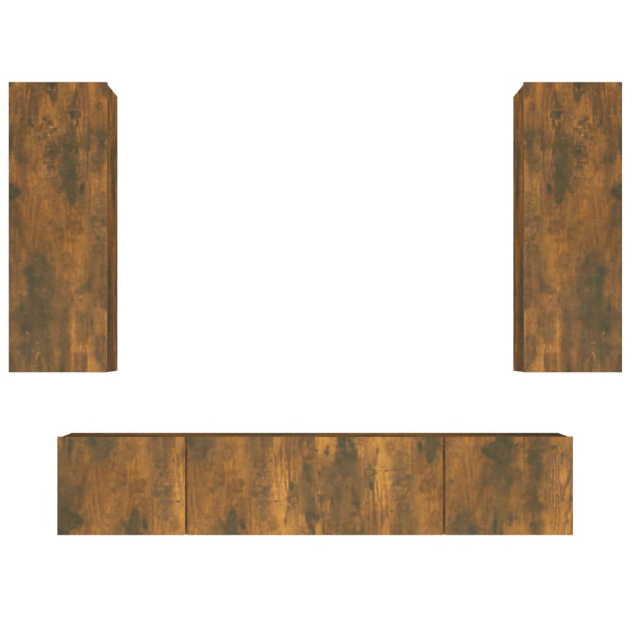 -Delige Tv-Meubelset Bewerkt Hout Kleurig 80 x 30 x 30 cm Gerookt eiken