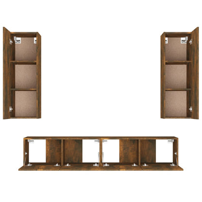-Delige Tv-Meubelset Bewerkt Hout Kleurig 80 x 30 x 30 cm Gerookt eiken