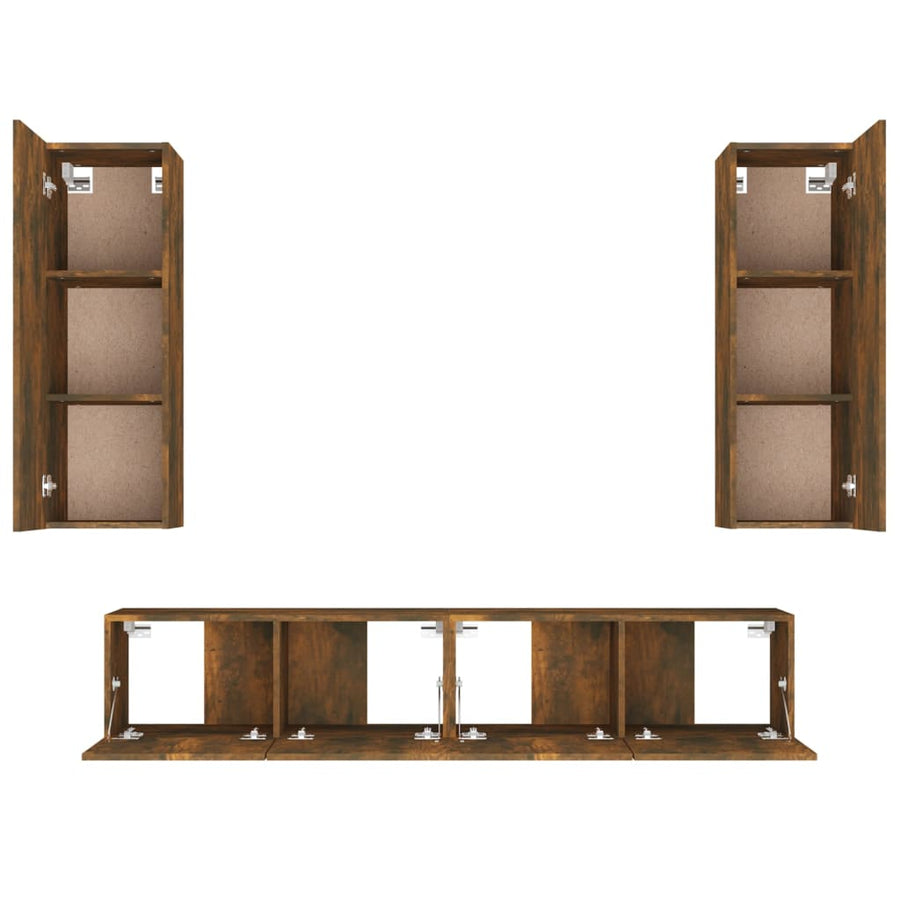 -Delige Tv-Meubelset Bewerkt Hout Kleurig 80 x 30 x 30 cm Gerookt eiken