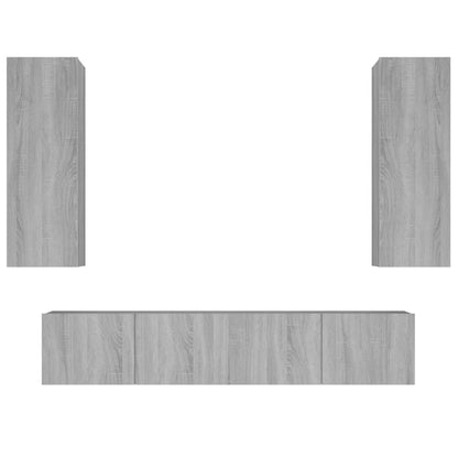 4-Delige Tv-Meubelset Bewerkt Hout Grijs Sonoma Eikenkleurig 80 x 30 x 30 cm