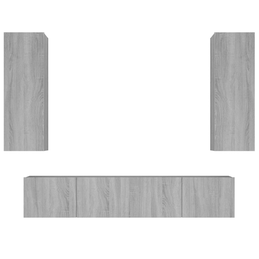 4-Delige Tv-Meubelset Bewerkt Hout Grijs Sonoma Eikenkleurig 80 x 30 x 30 cm