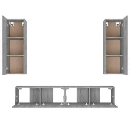 4-Delige Tv-Meubelset Bewerkt Hout Grijs Sonoma Eikenkleurig 80 x 30 x 30 cm
