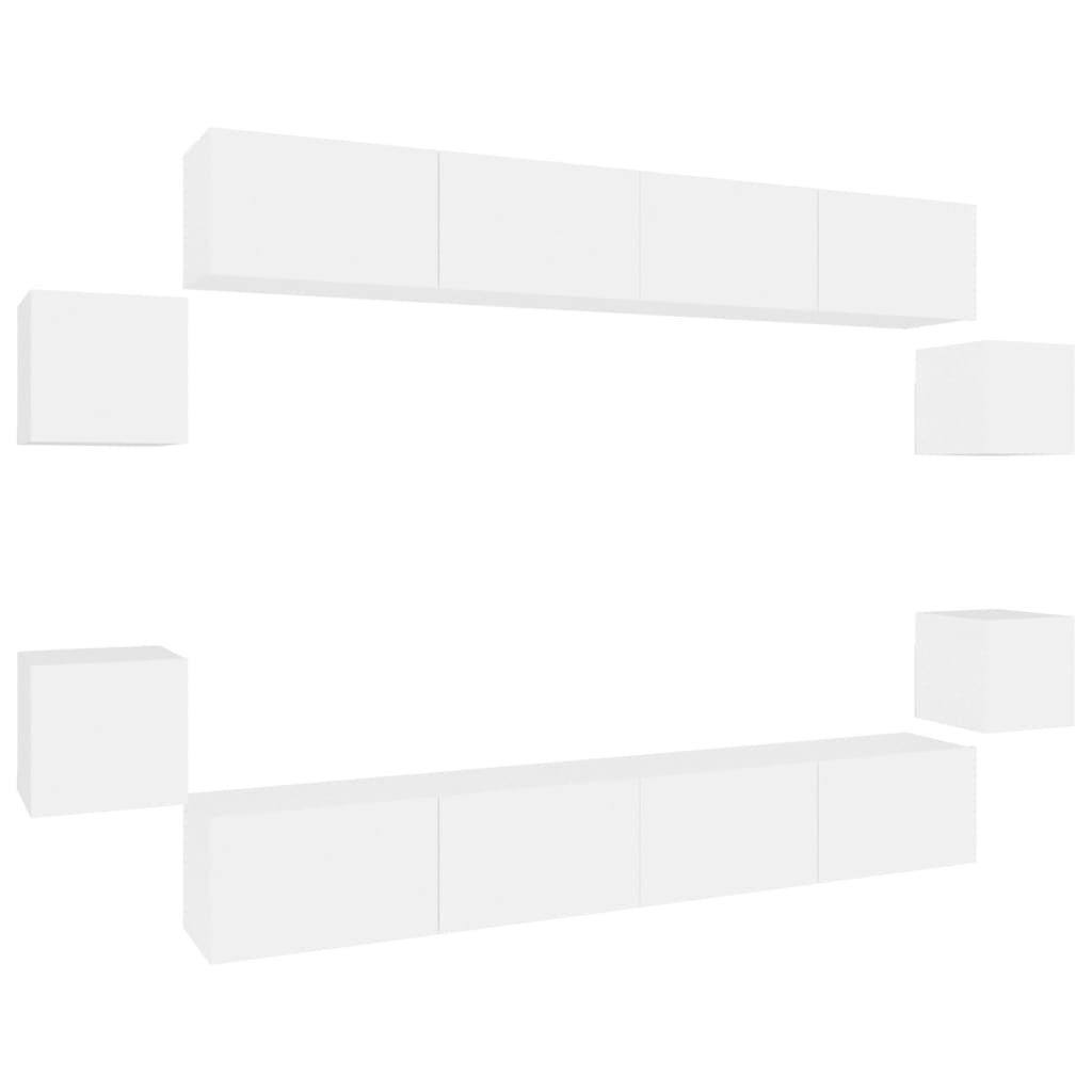 -Delige Tv-Meubelset Bewerkt Hout 8 100 x 30 x 30 cm Wit