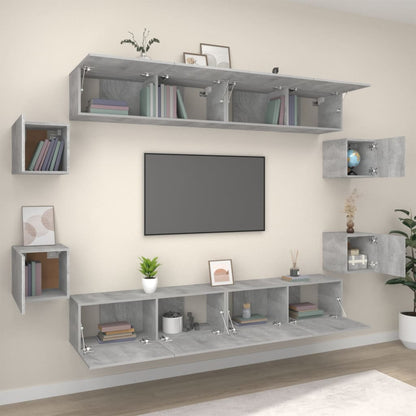 -Delige Tv-Meubelset Bewerkt Hout Eikenkleurig 8 100 x 30 x 30 cm Grijs sonoma