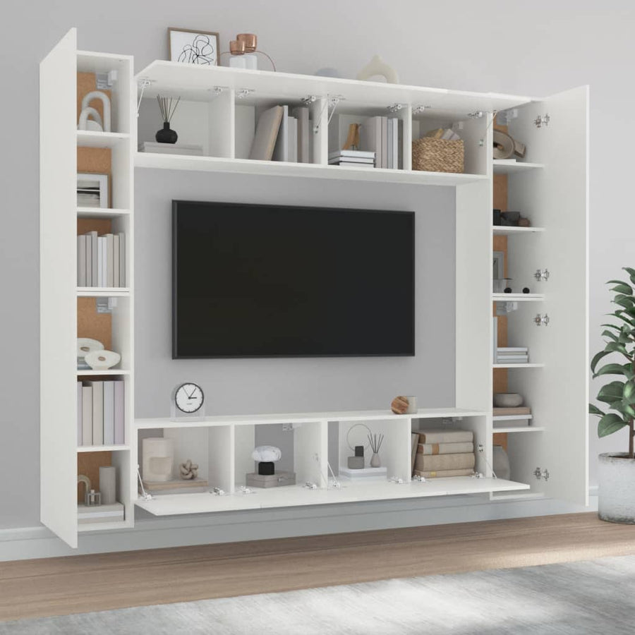 -Delige Tv-Meubelset Bewerkt Hout 80 x 30 x 30 cm Wit