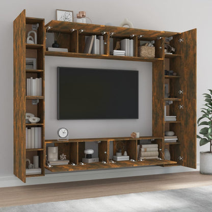 -Delige Tv-Meubelset Bewerkt Hout Kleurig 80 x 30 x 30 cm Gerookt eiken