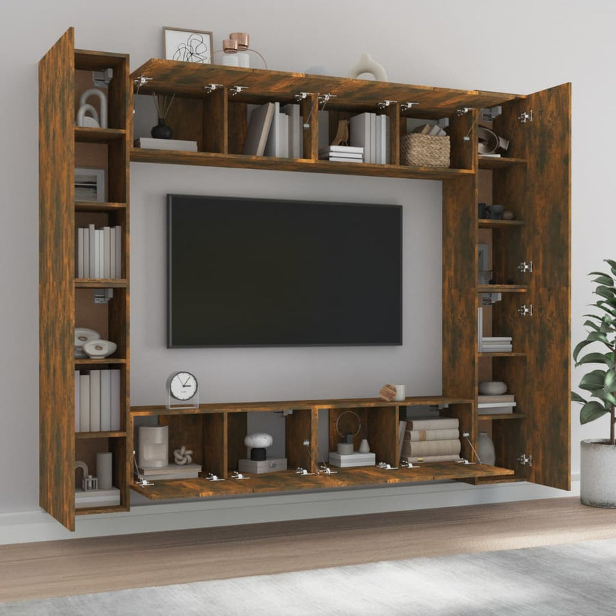 -Delige Tv-Meubelset Bewerkt Hout Kleurig 80 x 30 x 30 cm Gerookt eiken