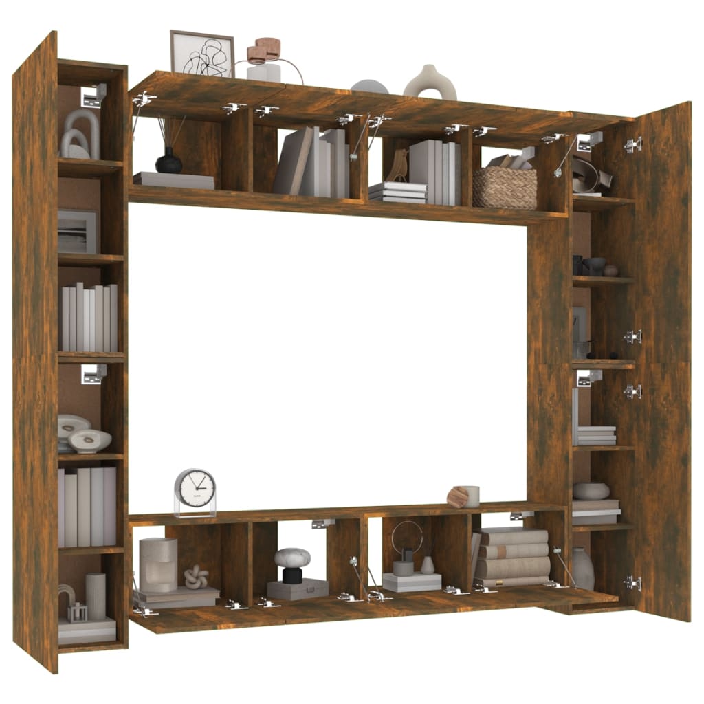 -Delige Tv-Meubelset Bewerkt Hout Kleurig 80 x 30 x 30 cm Gerookt eiken