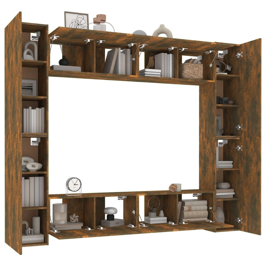 -Delige Tv-Meubelset Bewerkt Hout Kleurig 80 x 30 x 30 cm Gerookt eiken