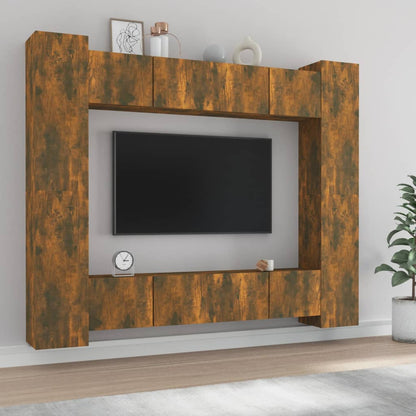 -Delige Tv-Meubelset Bewerkt Hout Kleurig 80 x 30 x 30 cm Gerookt eiken