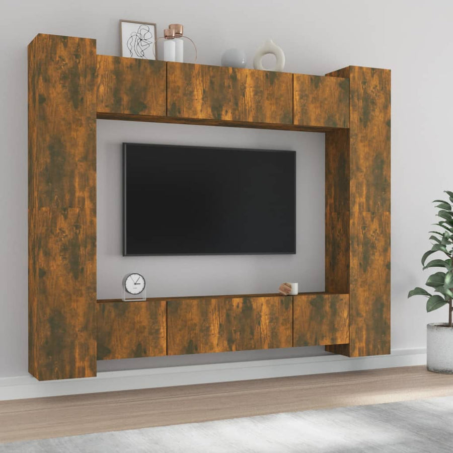 -Delige Tv-Meubelset Bewerkt Hout Kleurig 80 x 30 x 30 cm Gerookt eiken
