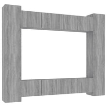 8-Delige Tv-Meubelset Bewerkt Hout Grijs Sonoma Eikenkleurig 80 x 30 x 30 cm