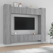 Tv-meubelset 8-delig bewerkt hout grijs sonoma eiken