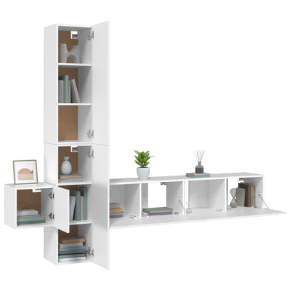 -Delige Tv-Meubelset Bewerkt Hout 5 80 x 30 x 30 cm (2 pcs) Wit