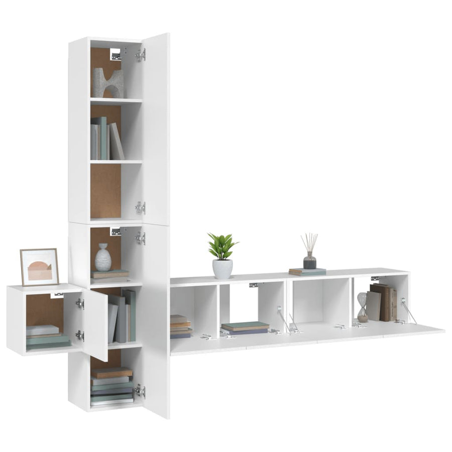 -Delige Tv-Meubelset Bewerkt Hout 5 80 x 30 x 30 cm (2 pcs) Wit