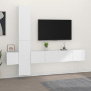 Tv-meubelset 5-delig bewerkt hout wit