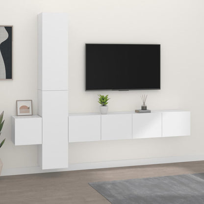 -Delige Tv-Meubelset Bewerkt Hout 5 80 x 30 x 30 cm (2 pcs) Wit