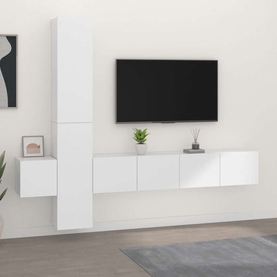 -Delige Tv-Meubelset Bewerkt Hout 5 80 x 30 x 30 cm (2 pcs) Wit