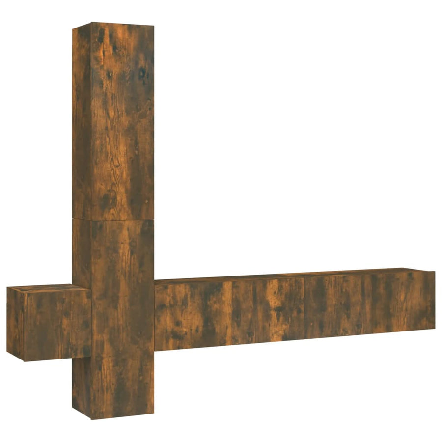 -Delige Tv-Meubelset Bewerkt Hout Kleurig 5 80 x 30 x 30 cm (2 pcs) Gerookt eiken