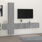 Tv-meubelset 5-delig bewerkt hout grijs sonoma eiken 80x30x30 cm