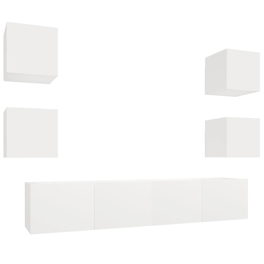 -Delige Tv-Meubelset Bewerkt Hout 6 80 x 30 x 30 cm Wit