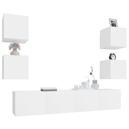 -Delige Tv-Meubelset Bewerkt Hout 6 80 x 30 x 30 cm Wit