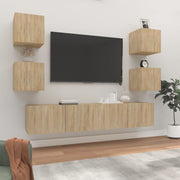 Tv-meubelset 6-delig bewerkt hout