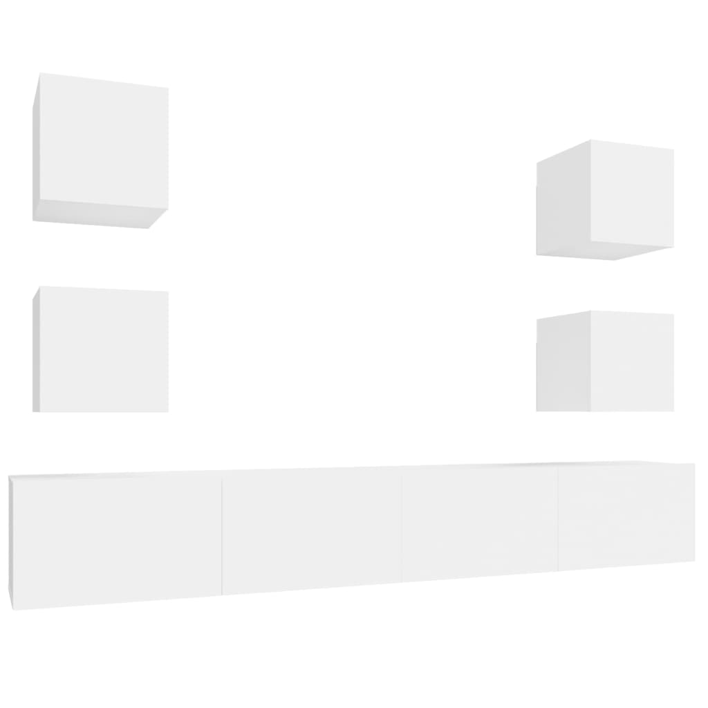 -Delige Tv-Meubelset Bewerkt Hout 6 100 x 30 x 30 cm Wit