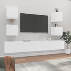6-piece TV cabinet set, engineered wood, white