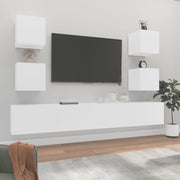 Tv-meubelset 6-delig bewerkt hout wit