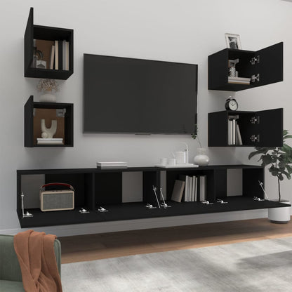 6-Delige Tv-Meubelset Bewerkt Hout 6