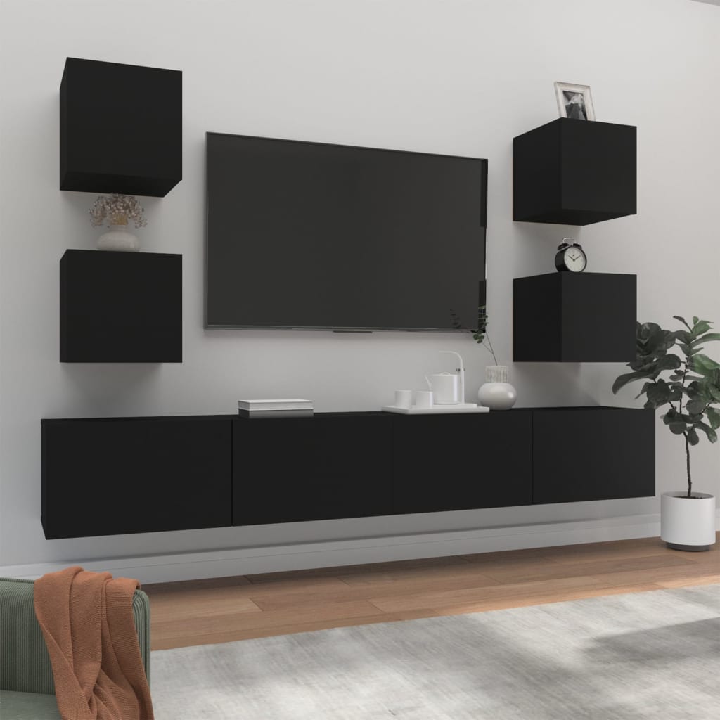 6-Delige Tv-Meubelset Bewerkt Hout 6