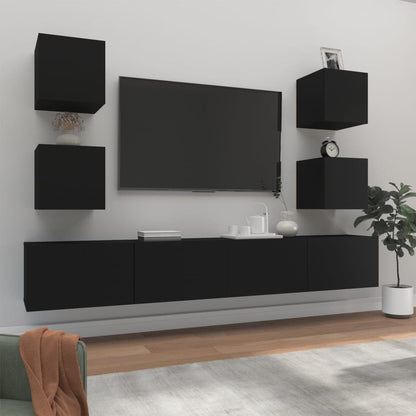 6-Delige Tv-Meubelset Bewerkt Hout 6