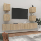 Tv-meubel set 6-delig bewerkt hout sonoma eiken