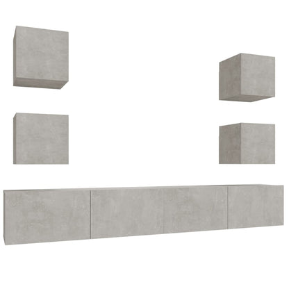 -Delige Tv-Meubelset Bewerkt Hout 6 100 x 30 x 30 cm Betongrijs