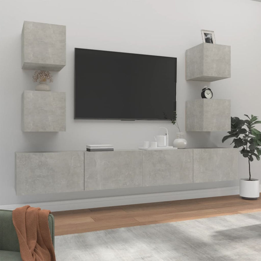 -Delige Tv-Meubelset Bewerkt Hout 6 100 x 30 x 30 cm Betongrijs