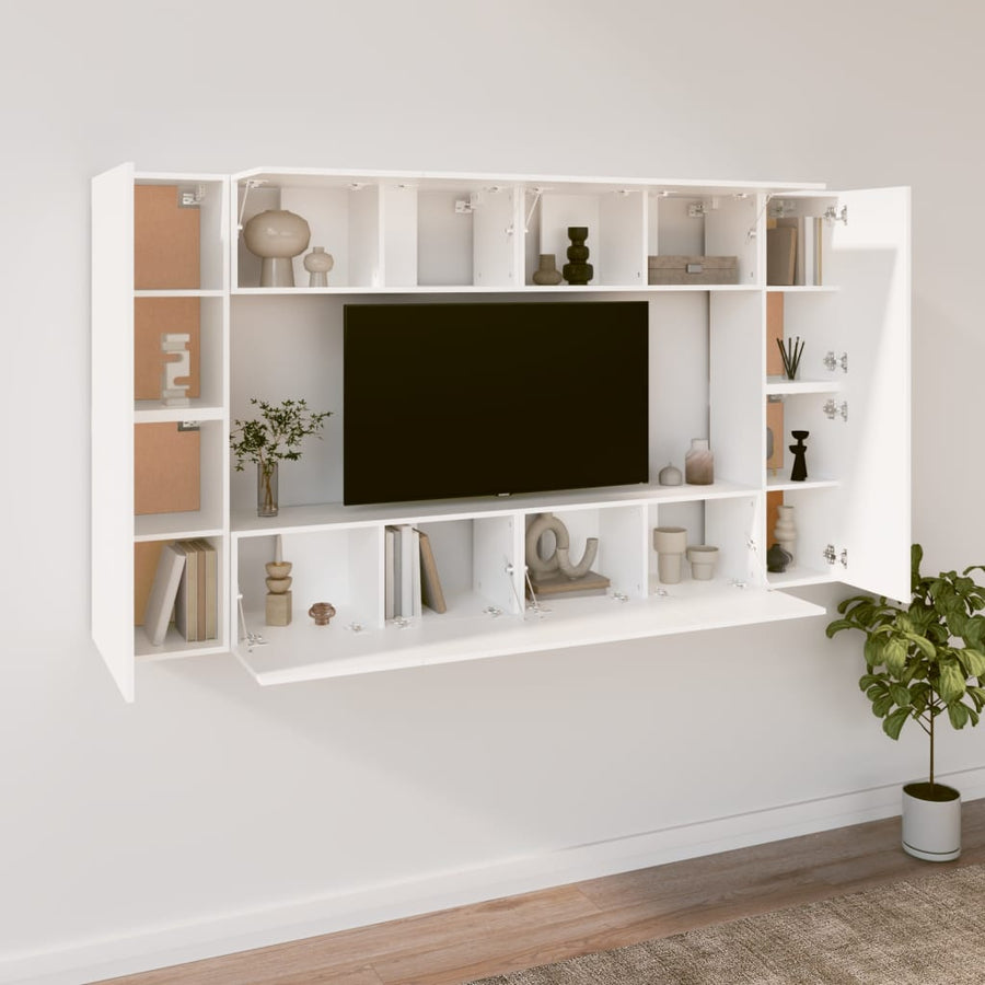-Delige Tv-Meubelset Bewerkt Hout 80 x 30 x 30 cm Wit
