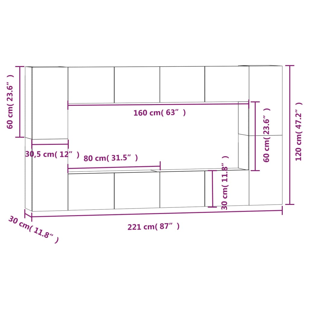 -Delige Tv-Meubelset Bewerkt Hout 80 x 30 x 30 cm Wit