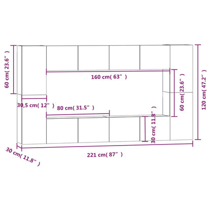 -Delige Tv-Meubelset Bewerkt Hout 80 x 30 x 30 cm Wit
