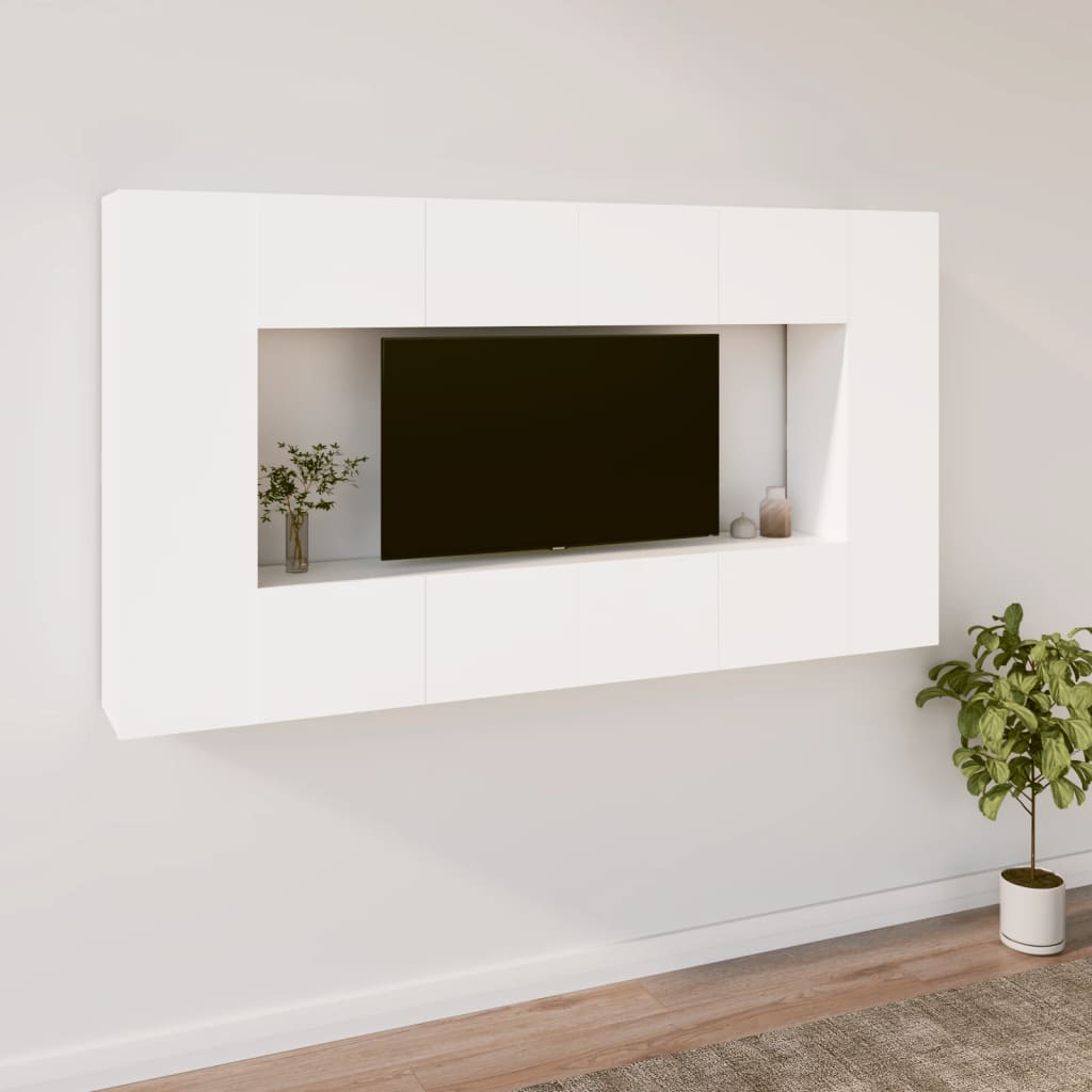 -Delige Tv-Meubelset Bewerkt Hout 80 x 30 x 30 cm Wit