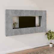 Tv-meubelset 8-delig bewerkt hout betongrijs