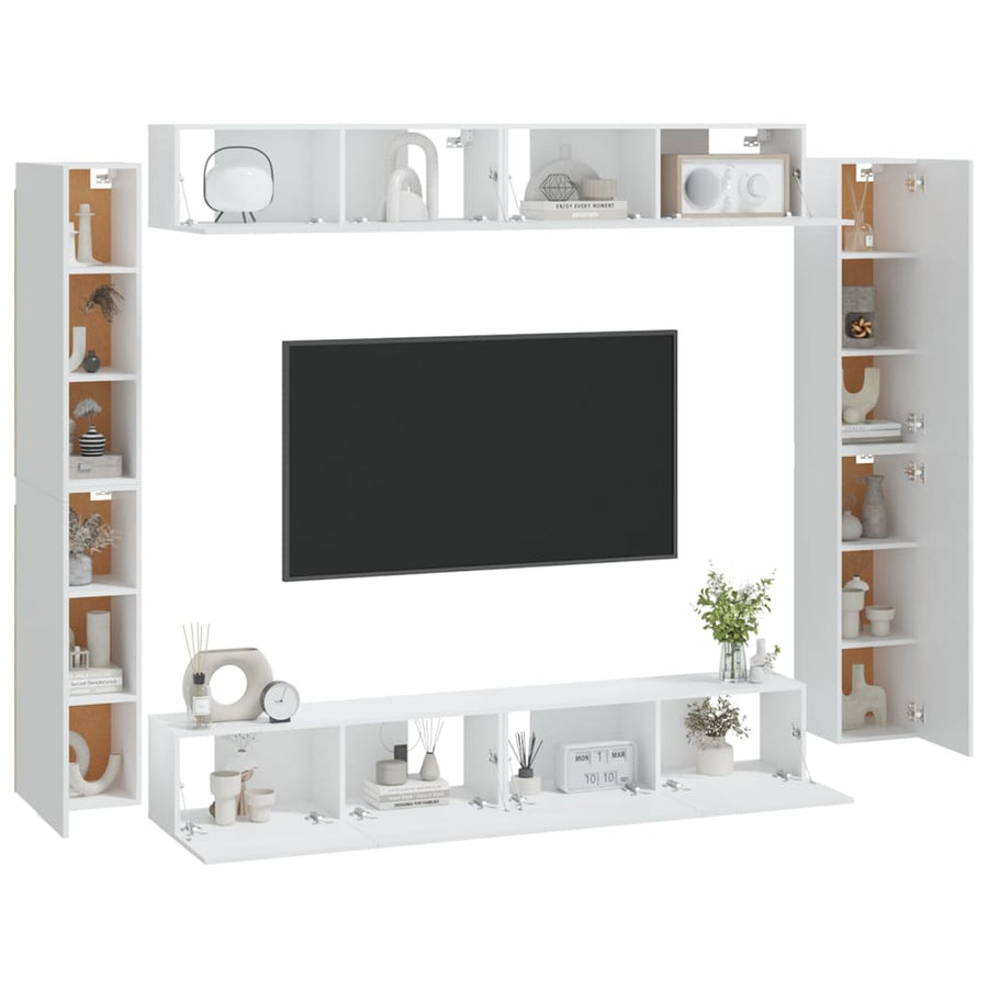 -Delige Tv-Meubelset Bewerkt Hout 100 x 30 x 30 cm Wit
