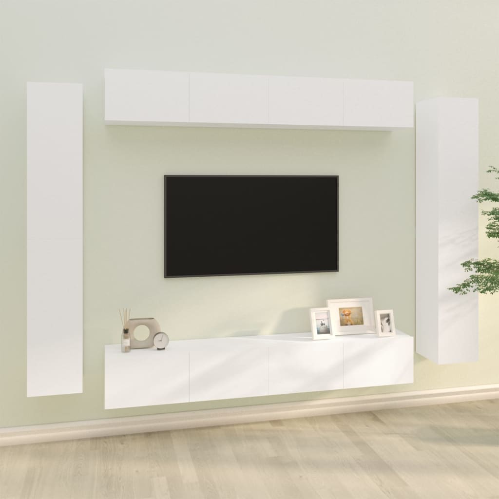-Delige Tv-Meubelset Bewerkt Hout 100 x 30 x 30 cm Wit