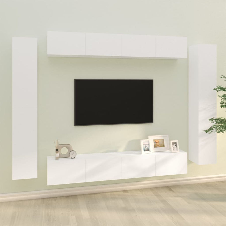 -Delige Tv-Meubelset Bewerkt Hout 100 x 30 x 30 cm Wit