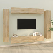 Tv-meubelset 8 delen bewerkt hout sonoma eiken