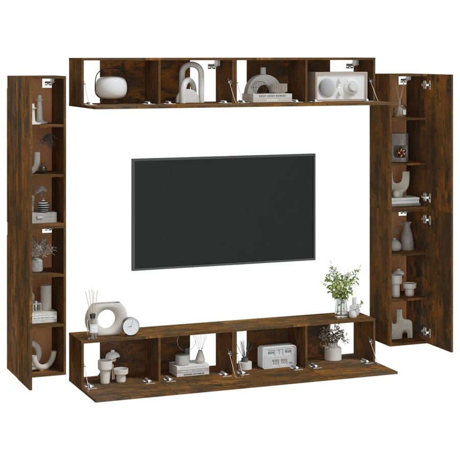 -Delige Tv-Meubelset Bewerkt Hout Kleurig 100 x 30 x 30 cm Gerookt eiken
