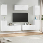 7-piece TV unit set engineered wood white